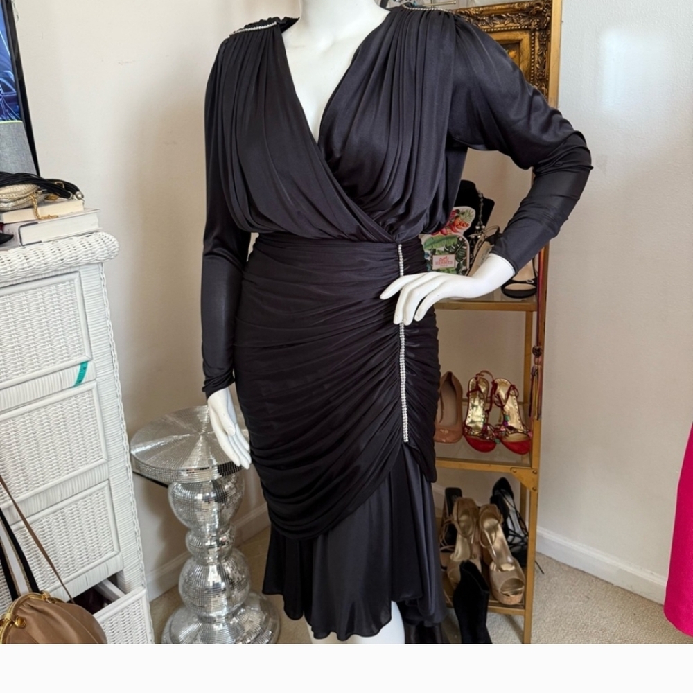 Vintage LEGENDS elegant Black Draped  Dress